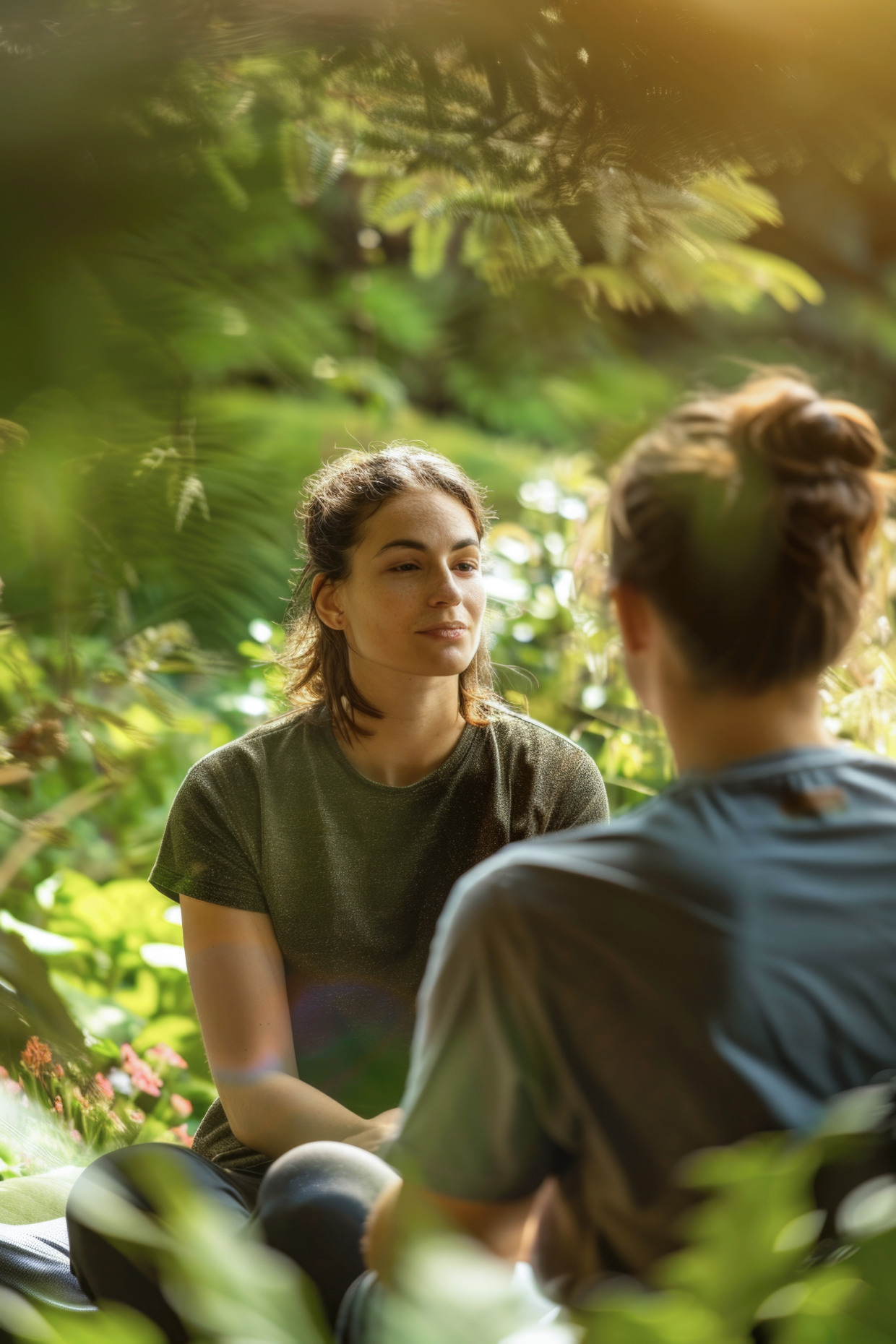 Conversación entre dos personas en un entorno natural